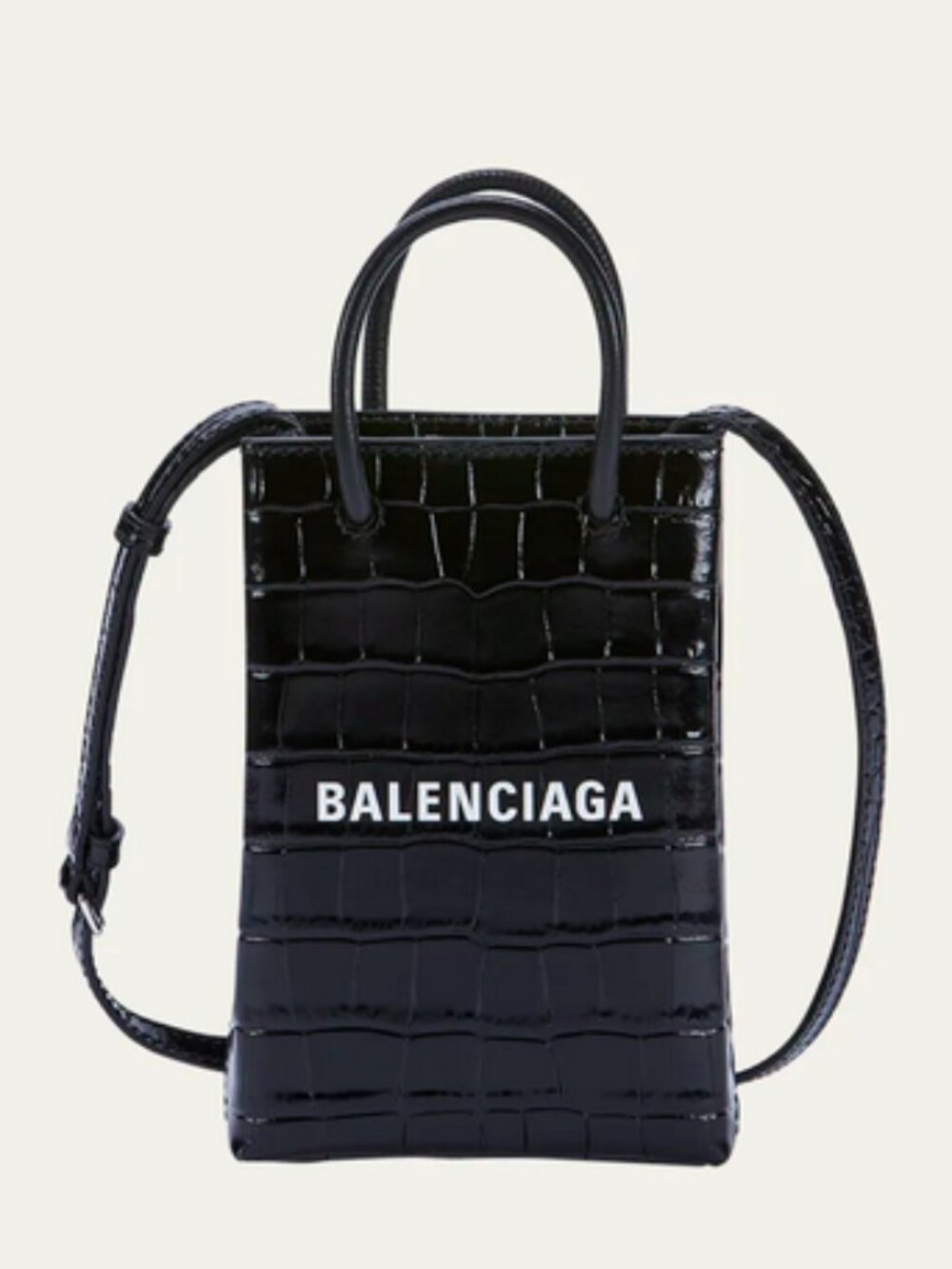 Balenciaga Black Phone Holder Leather Bag
